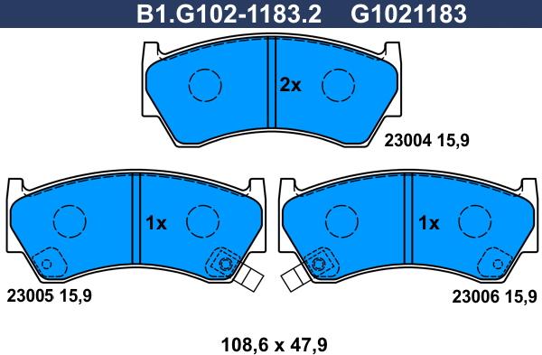 Galfer B1.G102-1183.2 - Гальмівні колодки, дискові гальма autocars.com.ua