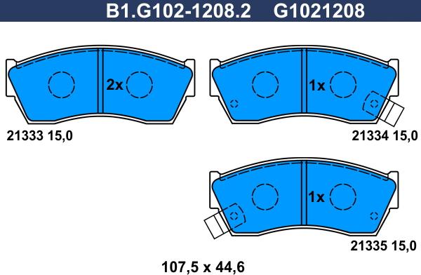 Galfer B1.G102-1208.2 - Тормозные колодки, дисковые, комплект avtokuzovplus.com.ua