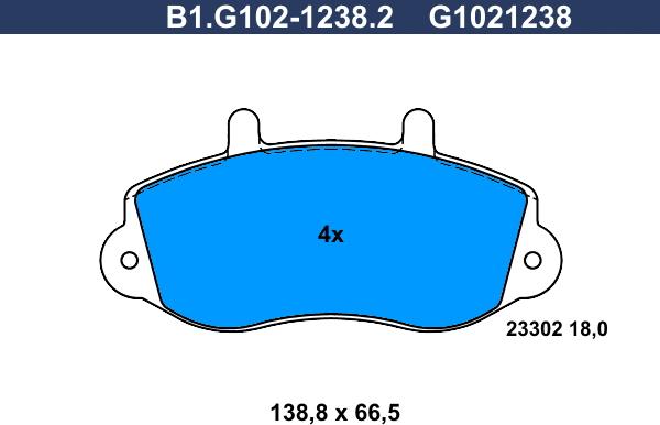 Galfer B1.G102-1238.2 - Тормозные колодки, дисковые, комплект autodnr.net