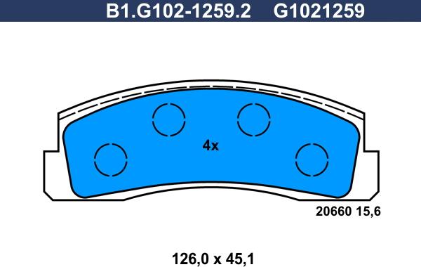 Galfer B1.G102-1259.2 - Тормозные колодки, дисковые, комплект avtokuzovplus.com.ua