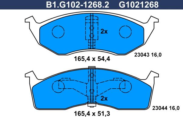 Galfer B1.G102-1268.2 - Тормозные колодки, дисковые, комплект avtokuzovplus.com.ua