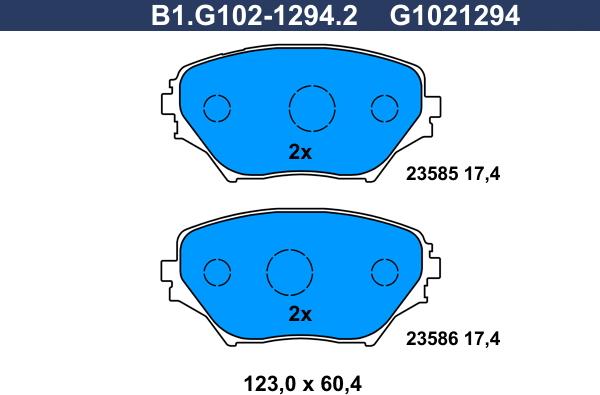 Galfer B1.G102-1294.2 - Гальмівні колодки, дискові гальма autocars.com.ua