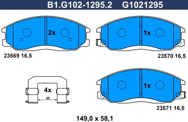 Galfer B1.G102-1295.2 - Тормозные колодки, дисковые, комплект avtokuzovplus.com.ua