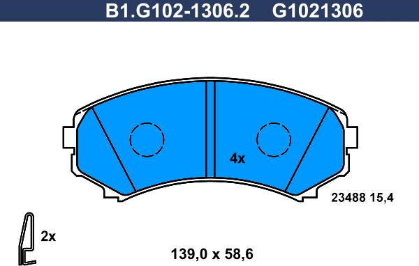 Galfer B1.G102-1306.2 - Тормозные колодки, дисковые, комплект avtokuzovplus.com.ua