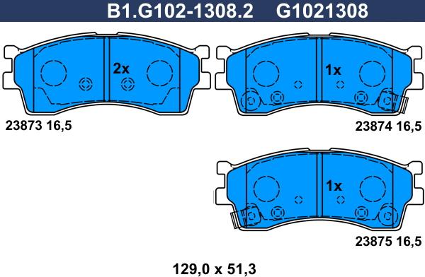 Galfer B1.G102-1308.2 - Гальмівні колодки, дискові гальма autocars.com.ua