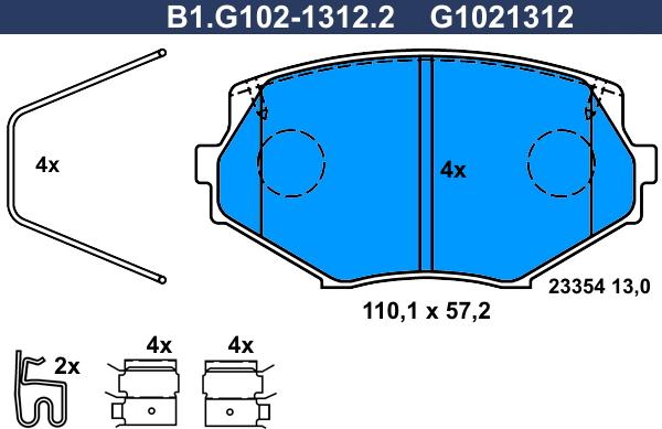 Galfer B1.G102-1312.2 - Гальмівні колодки, дискові гальма autocars.com.ua