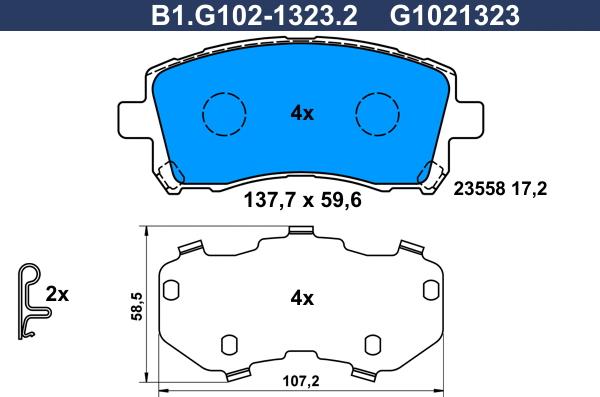 Galfer B1.G102-1323.2 - Тормозные колодки, дисковые, комплект autodnr.net