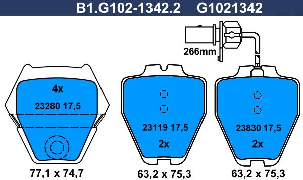 Galfer B1.G102-1342.2 - Гальмівні колодки, дискові гальма autocars.com.ua