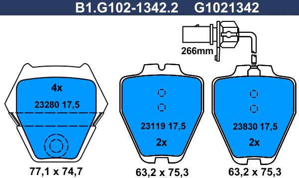 Galfer B1.G102-1342.2 - Тормозные колодки, дисковые, комплект avtokuzovplus.com.ua