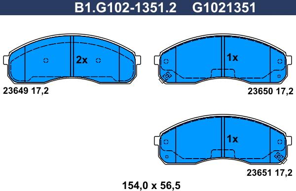 Galfer B1.G102-1351.2 - Тормозные колодки, дисковые, комплект avtokuzovplus.com.ua