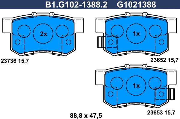 Galfer B1.G102-1388.2 - Тормозные колодки, дисковые, комплект avtokuzovplus.com.ua