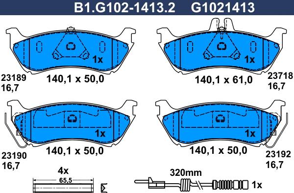 Galfer B1.G102-1413.2 - Тормозные колодки, дисковые, комплект avtokuzovplus.com.ua