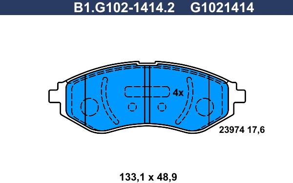 Galfer B1.G102-1414.2 - Тормозные колодки, дисковые, комплект avtokuzovplus.com.ua