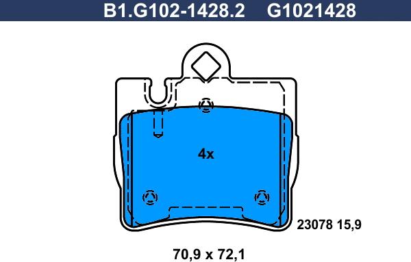 Galfer B1.G102-1428.2 - Гальмівні колодки, дискові гальма autocars.com.ua