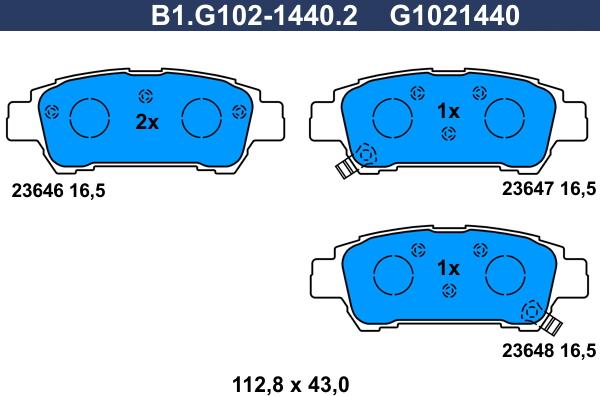 Galfer B1.G102-1440.2 - Тормозные колодки, дисковые, комплект avtokuzovplus.com.ua