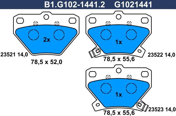 Galfer B1.G102-1441.2 - Тормозные колодки, дисковые, комплект avtokuzovplus.com.ua