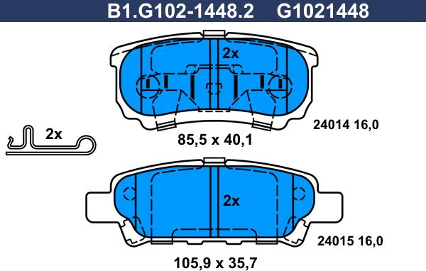 Galfer B1.G102-1448.2 - Тормозные колодки, дисковые, комплект autodnr.net