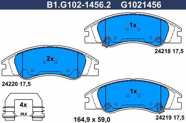 Galfer B1.G102-1456.2 - Гальмівні колодки, дискові гальма autocars.com.ua