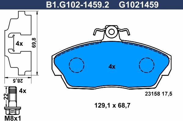 Galfer B1.G102-1459.2 - Гальмівні колодки, дискові гальма autocars.com.ua