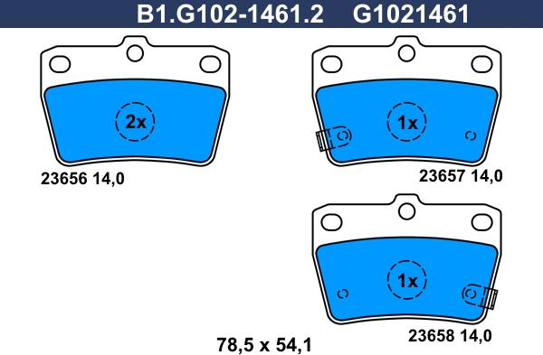 Galfer B1.G102-1461.2 - Гальмівні колодки, дискові гальма autocars.com.ua