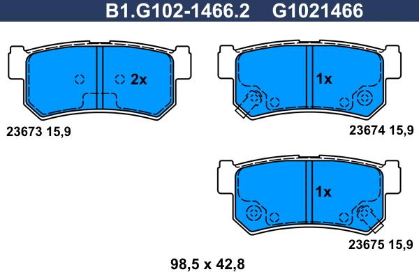 Galfer B1.G102-1466.2 - Гальмівні колодки, дискові гальма autocars.com.ua