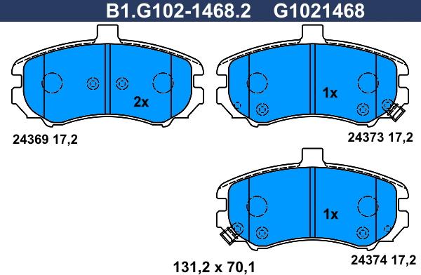 Galfer B1.G102-1468.2 - Тормозные колодки, дисковые, комплект avtokuzovplus.com.ua