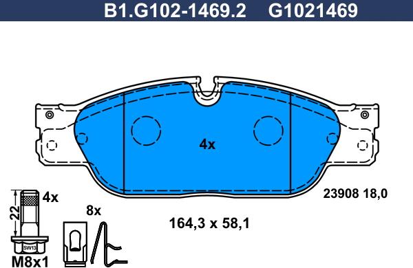 Galfer B1.G102-1469.2 - Гальмівні колодки, дискові гальма autocars.com.ua
