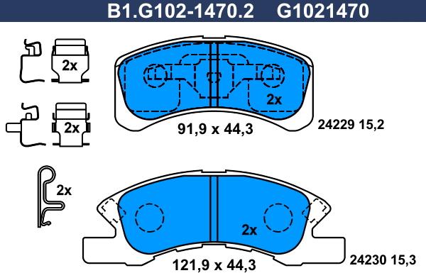 Galfer B1.G102-1470.2 - Тормозные колодки, дисковые, комплект autodnr.net