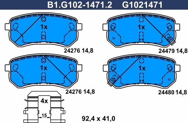 Galfer B1.G102-1471.2 - Гальмівні колодки, дискові гальма autocars.com.ua
