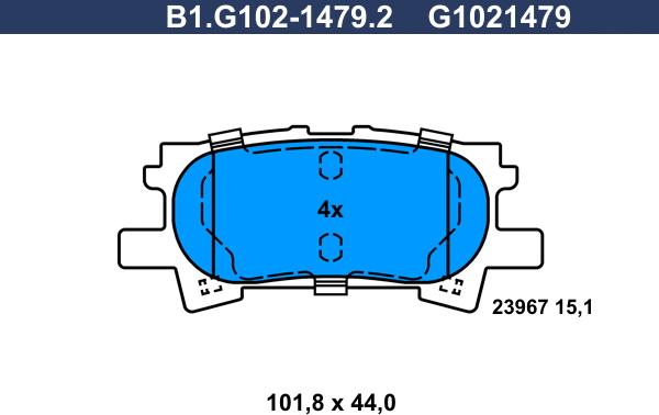 Galfer B1.G102-1479.2 - Гальмівні колодки, дискові гальма autocars.com.ua