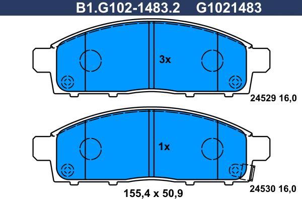 Galfer B1.G102-1483.2 - Гальмівні колодки, дискові гальма autocars.com.ua