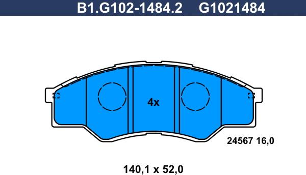 Galfer B1.G102-1484.2 - Гальмівні колодки, дискові гальма autocars.com.ua