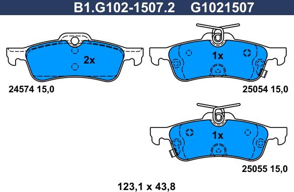 Galfer B1.G102-1507.2 - Гальмівні колодки, дискові гальма autocars.com.ua