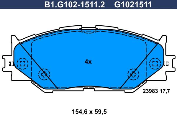 Galfer B1.G102-1511.2 - Тормозные колодки, дисковые, комплект avtokuzovplus.com.ua