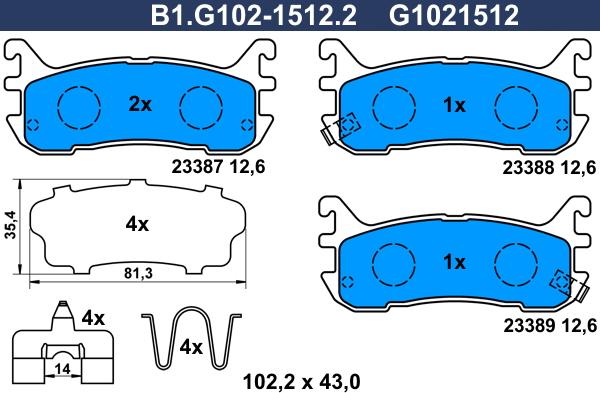 Galfer B1.G102-1512.2 - Тормозные колодки, дисковые, комплект autodnr.net