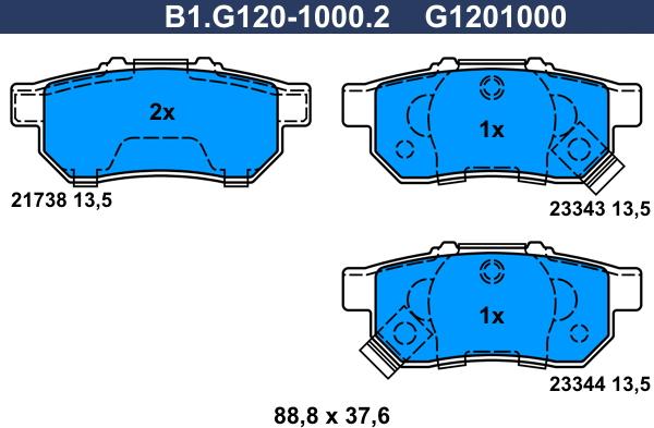 Galfer B1.G120-1000.2 - Тормозные колодки, дисковые, комплект autodnr.net
