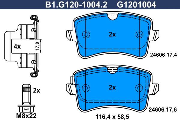 Galfer B1.G120-1004.2 - Гальмівні колодки, дискові гальма autocars.com.ua