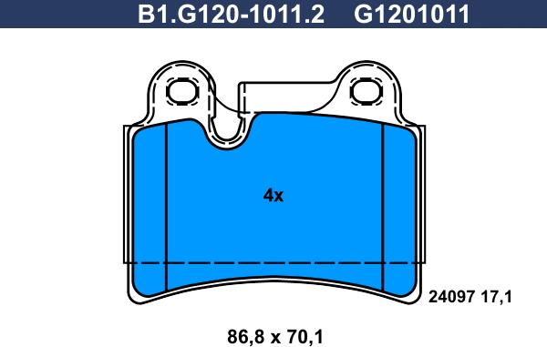 Galfer B1.G120-1011.2 - Тормозные колодки, дисковые, комплект avtokuzovplus.com.ua