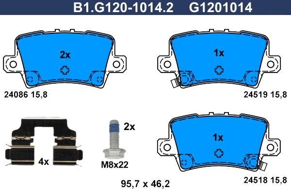 Galfer B1.G120-1014.2 - Тормозные колодки, дисковые, комплект avtokuzovplus.com.ua