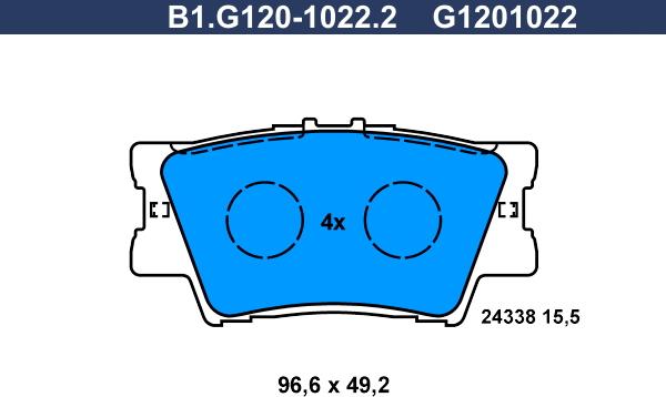Galfer B1.G120-1022.2 - Гальмівні колодки, дискові гальма autocars.com.ua