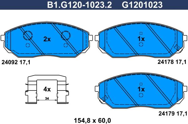 Galfer B1.G120-1023.2 - Гальмівні колодки, дискові гальма autocars.com.ua