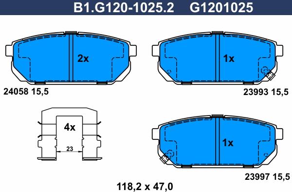 Galfer B1.G120-1025.2 - Гальмівні колодки, дискові гальма autocars.com.ua