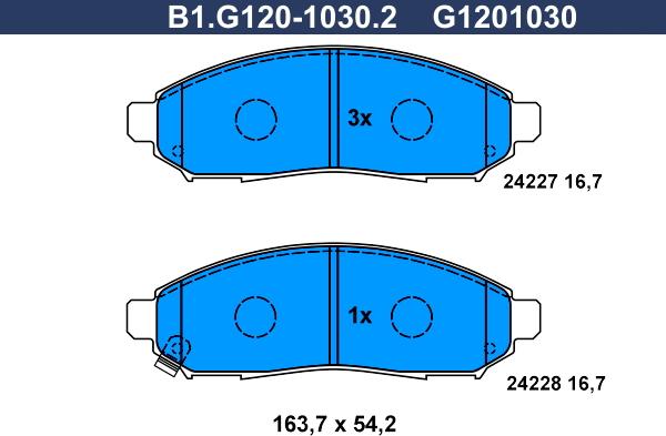 Galfer B1.G120-1030.2 - Тормозные колодки, дисковые, комплект avtokuzovplus.com.ua