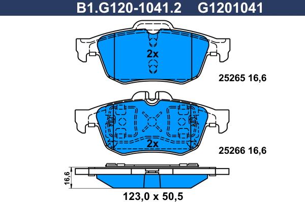 Galfer B1.G120-1041.2 - Гальмівні колодки, дискові гальма autocars.com.ua
