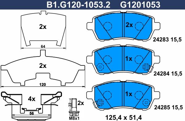Galfer B1.G120-1053.2 - Тормозные колодки, дисковые, комплект autodnr.net