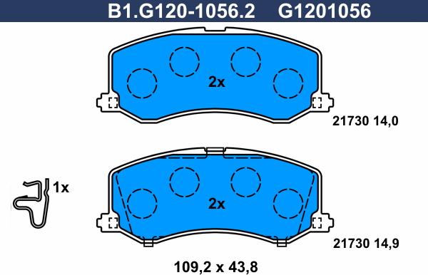 Galfer B1.G120-1056.2 - Гальмівні колодки, дискові гальма autocars.com.ua