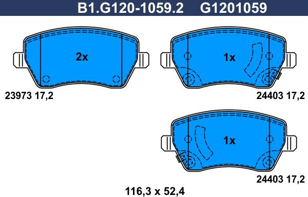 Galfer B1.G120-1059.2 - Тормозные колодки, дисковые, комплект autodnr.net