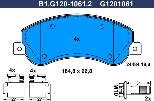 Galfer B1.G120-1061.2 - Тормозные колодки, дисковые, комплект avtokuzovplus.com.ua