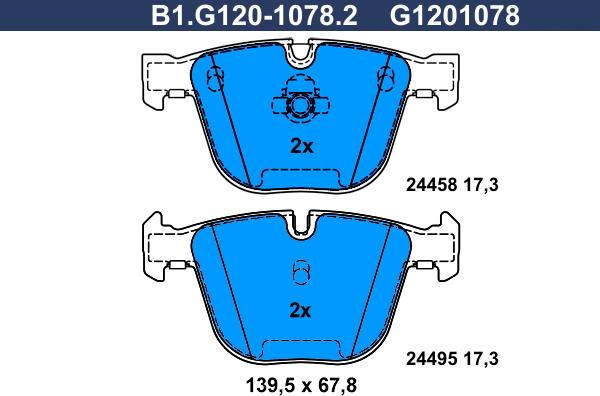 Galfer B1.G120-1078.2 - Гальмівні колодки, дискові гальма autocars.com.ua