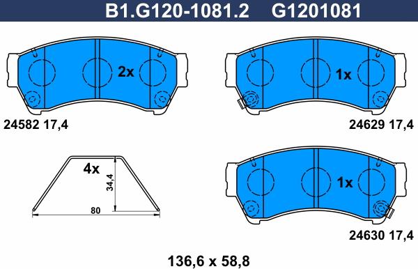 Galfer B1.G120-1081.2 - Гальмівні колодки, дискові гальма autocars.com.ua